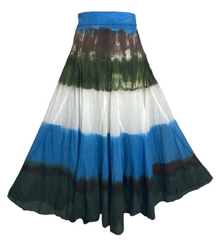 61 SKT Soft Cotton Convertible Lined Tie Dye Gypsy Skirt Dress  - Agan Traders, Olive Blue