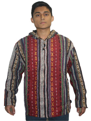 503 JKT Sherpa Heavy Duty Striped Fleece Lined Hoodie Jacket - Agan Traders, Red Multi