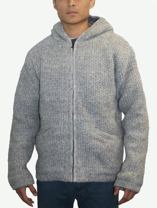 UFM 5 Lamb's Wool Warm Fleece Winter Sherpa Hoodie Sweater Coat Jacket - Agan Traders, Grey