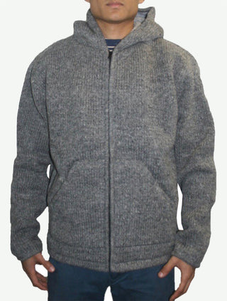 UFM 5 Agan Traders Nepal Lamb's Wool Warm Fleece Winter Sherpa Hoodie Sweater Coat Jacket - Agan Traders, Grey
