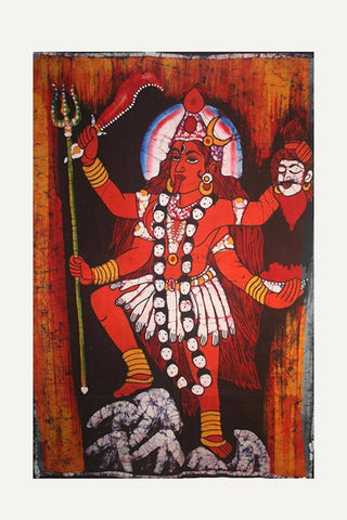 Assorted Hindu Goddess Batik Tapestry Wall Hanging - Agan Traders, Kali 24 - 24 X 36