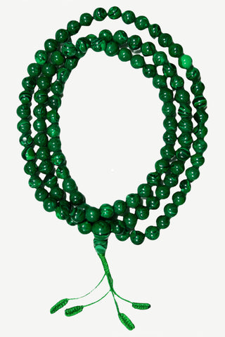 Original 108 beads Malachite Semi-precious Stone Prayer Bead Mala Necklace