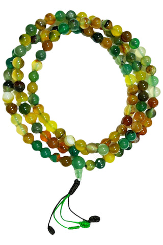 Original Multi Agate Green Yellow Semi-precious Stone Mala Necklace - Agan Traders, Green Yellow