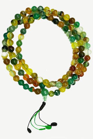 Original Multi Agate Green Yellow Semi-precious Stone Mala Necklace - Agan Traders, Green Yellow