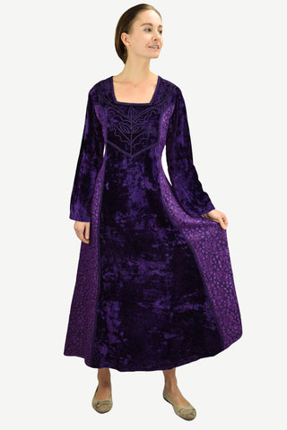 Renaissance Gothic Roman Medieval Velvet Long Dress Gown - Agan Traders, Purple