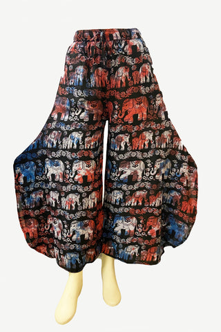 100 P Rayon Viscose Palazzo Belly Bottom Elastic Waistband Printed Pant Trouser