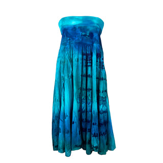 61 SKT Soft Cotton Convertible Lined Tie Dye Gypsy Skirt Dress - Agan Traders, Ocean Blue