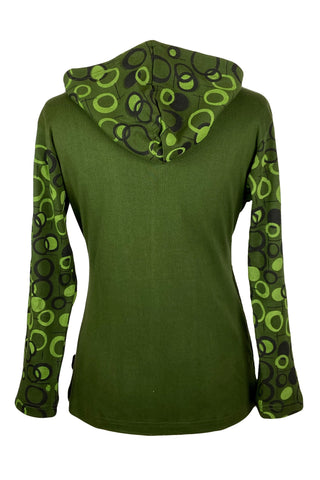 RJ 350-2 Agan Traders Printed Artistic Bohemian Rib Hoodie Jacket - Agan Traders, E Green