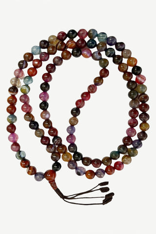 Original 8 mm Multi-colored Pink Agate Semi-precious Stone Mala Necklace - Agan Traders, Pink Agate