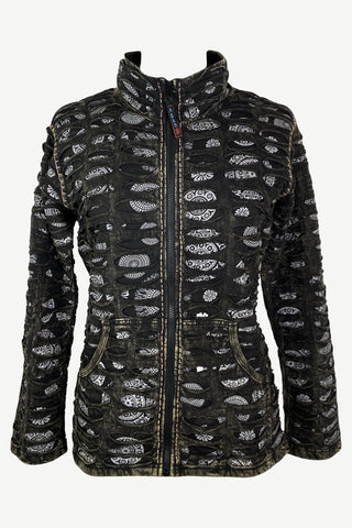 337 RJ Bohemian Knit Cotton Razor Cut Printed Sweatshirt Jacket