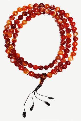 Original 8 mm Red Sardonyx Agate Semi-precious Stone Mala Necklace