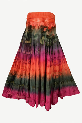 61 SKT Soft Cotton Convertible Lined Tie Dye Gypsy Skirt Dress  - Agan Traders, Red Pink
