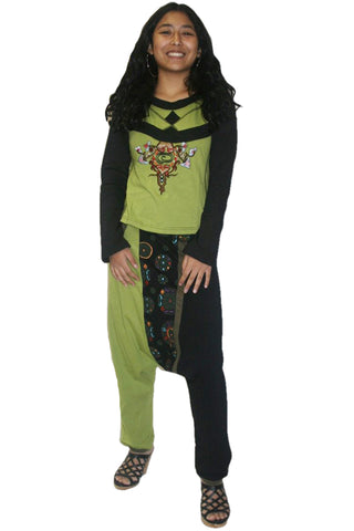 LPS 574 Bohemian Funky Hippie Knit Cotton Afghani Harem Pant Trouser