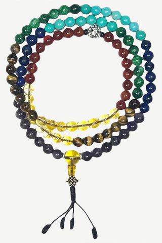 Original Seven Chakra Semi-Precious Stone Healing Meditation Mala