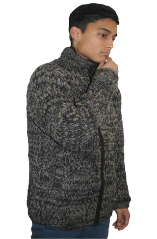 UFM 21 Blended Wool Fleece Lined Hand Knitted Sherpa Jacket - Agan Traders, Charcoal