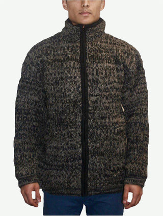 UFM 21 Blended Wool Fleece Lined Hand Knitted Sherpa Jacket - Agan Traders, Charcoal
