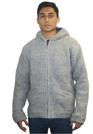 UFM 5 Lamb's Wool Warm Fleece Winter Sherpa Hoodie Sweater Coat Jacket - Agan Traders, Grey