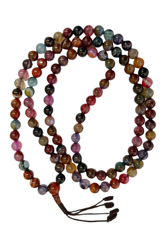Original 8 mm Multi-colored Pink Agate Semi-precious Stone Mala Necklace - Agan Traders, Pink Agate