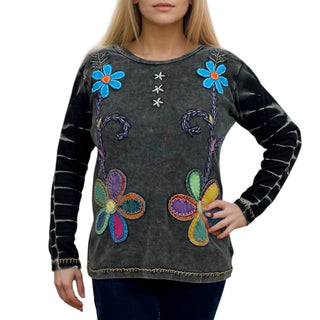 Rib Blouses Long Sleeves