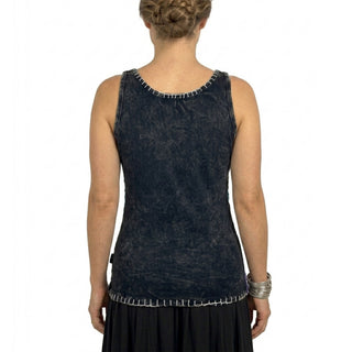 WTP 0038 Bohemian Tie Dye Multi-colored Patch Razor Cut Tank Top