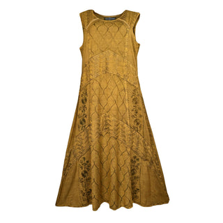 1151 DR Women’s Boho Summer Sleeveless Embroidered Button Down Sun Dress Gown