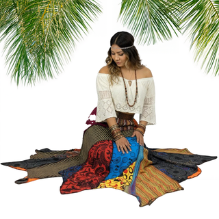 Women's Gypsy Tribal Boho Knit Cotton Asymmetrical Patch Skirt ~ 410 SKT