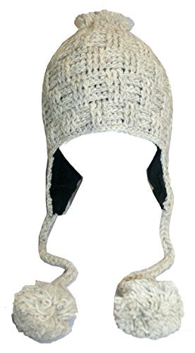 Solid Cable Knit Crochet Wool Fleece Beanie Hat - Agan Traders, Off White