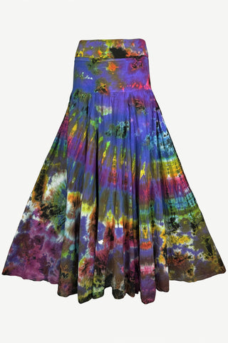 61 SKT Assorted Soft Cotton Convertible Lined Tie Dye Gypsy Skirt Dress ~ Purple Rainbow-2
