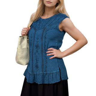 Women's  Summer Sleeveless Embroidered Tank Top Blouses for Women ~ 9018 B