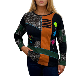 R 261 Chic Patched Pastel Printed Razor Cut Lined Blouse