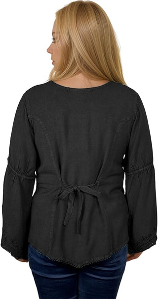 Rich Exotic Gothic Rayon Velvet Button Down Blouse Velvet Embroidered Top Blouse
