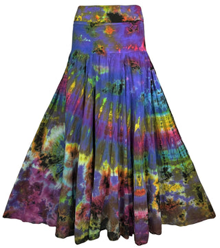 61 SKT Assorted Soft Cotton Convertible Lined Tie Dye Gypsy Skirt Dress ~ Purple Rainbow