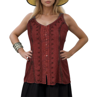 Women's  Summer Sleeveless Embroidered Tank Top Blouses for Women ~ 410 B