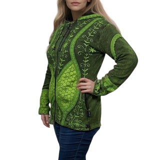 RJ 317 Denim Distressed Bohemian Razor Cut Hoodie Jacket - Agan Traders, Green