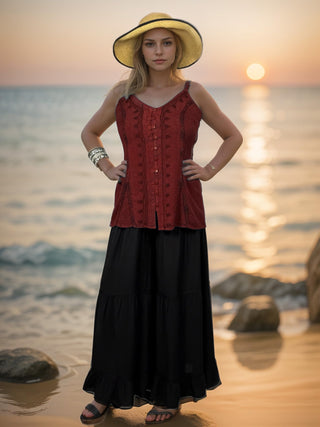 Women's  Summer Sleeveless Embroidered Tank Top Blouses for Women ~ 410 B