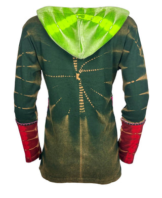 RJ 318 Tie Dye Patchwork Embroidered Hoodie Sweatshirt Jacket