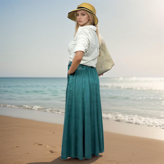 Women's Medieval Vintage Boho Embroidered Elastic Waistband Long Panel Skirt Maxi ~ 712 Skt