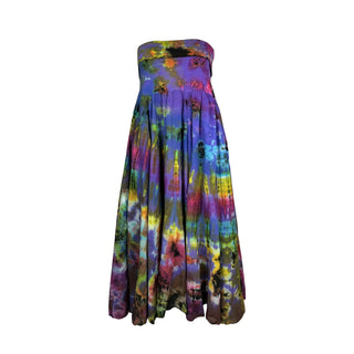 Signature Fit Purple Rainbow Tie Dye Maxi Skirt Convertible Sundress