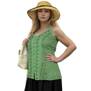 Women's  Summer Sleeveless Embroidered Tank Top Blouses for Women ~ 410 B