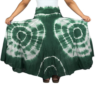 61 SKT Circular Printed Soft Cotton Convertible Lined Tie Dye Gypsy Skirt Dress - Agan Traders, Green