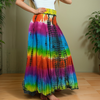 61 SKT Rainbow Soft Cotton Convertible Lined Tie Dye Gypsy Skirt Dress