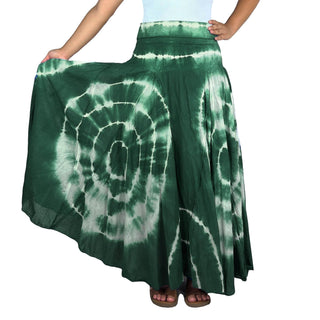 61 SKT Circular Printed Soft Cotton Convertible Lined Tie Dye Gypsy Skirt Dress - Agan Traders, Green