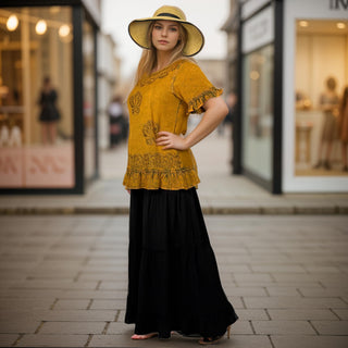 142 B Peasant Bohemian Ruffle Gypsy Ari Blouse