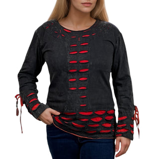 WTP 0037 Thomas Razor Cut Work Knit String Cuff Blouse