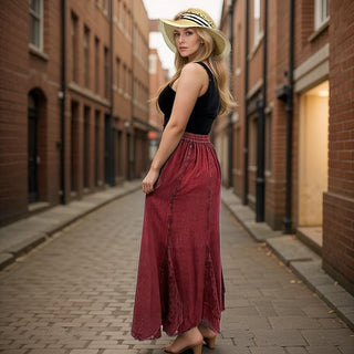 Women's Boho 715 SKT Medieval Flared Hem A Line Embroidered Long Maxi Skirt