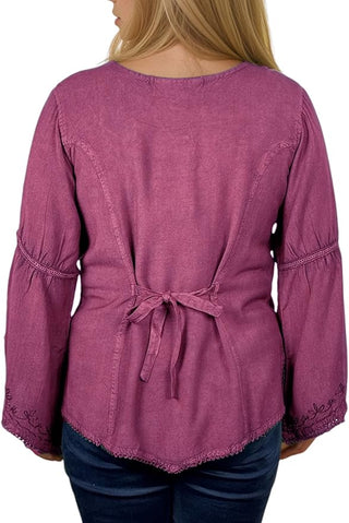 Rich Exotic Gothic Rayon Velvet Button Down Blouse Velvet Embroidered Top Blouse