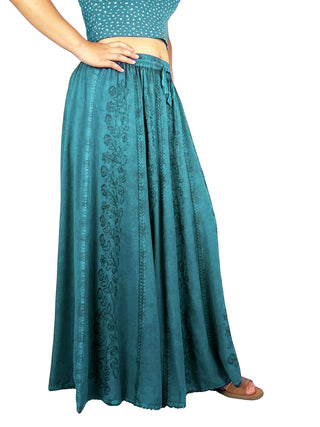 Women's Medieval Vintage Boho Embroidered Elastic Waistband Long Panel Skirt Maxi ~ 712 Skt