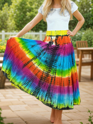 61 SKT Rainbow Soft Cotton Convertible Lined Tie Dye Gypsy Skirt Dress