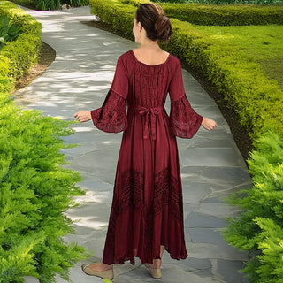 106 DR Royal Victorian Embroidered Flare Hem Corset Dress Gown