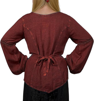 Rich Exotic Gothic Rayon Velvet Button Down Blouse Velvet Embroidered Top Blouse